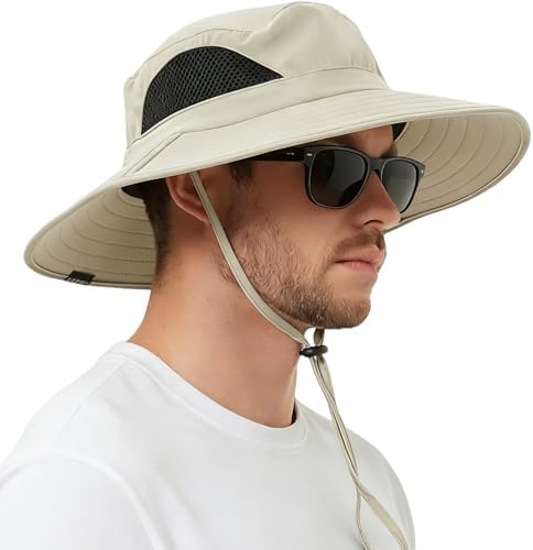 Sun Protection Zone Unisex Booney Sun Hat (Khaki with Olive Trim